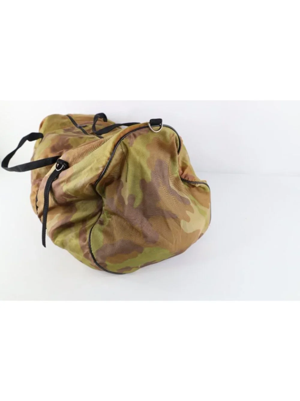 Vintage 90s Streetwear Distressed Camouflage Handled Duffel Bag Gym Bag Carry On